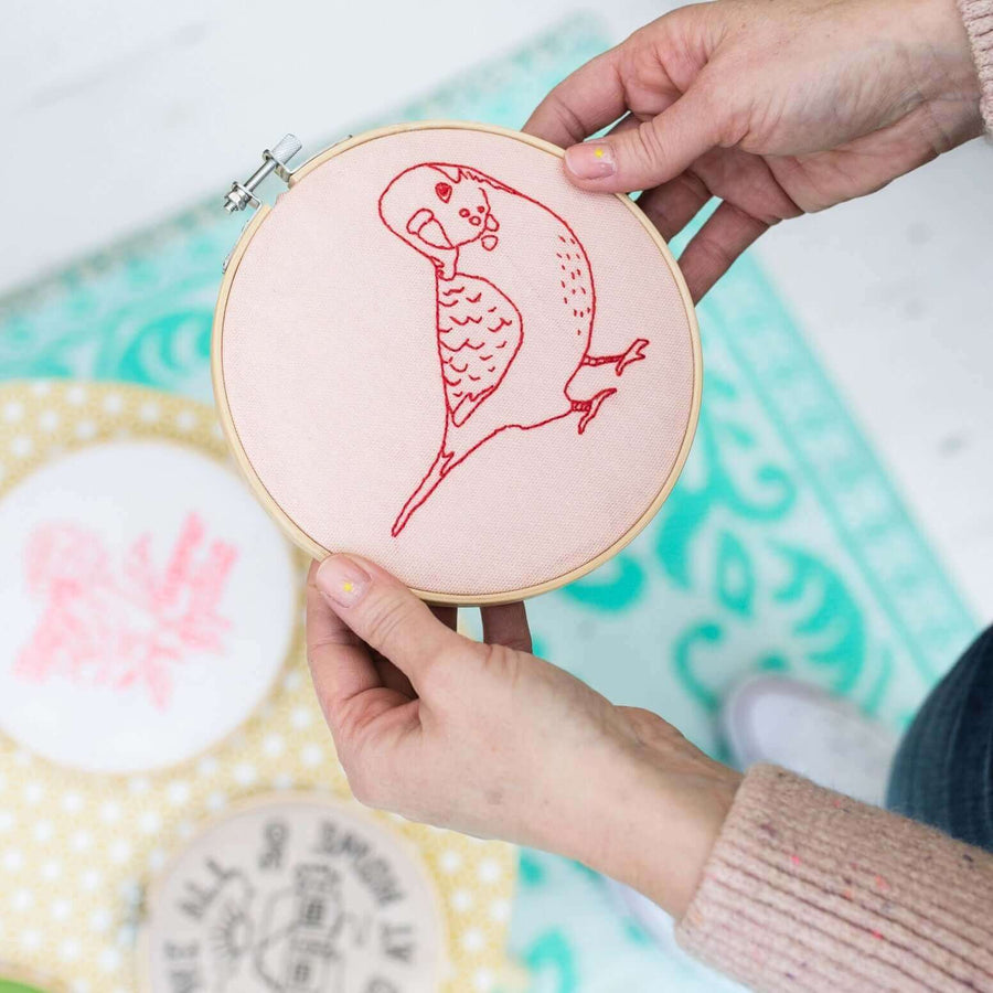 Cotton Clara - Budgerigar Embroidery Hoop Kit