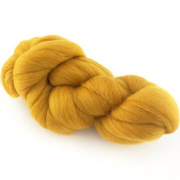 Dyed Merino Wool Top - 50 grams - MUSTARD