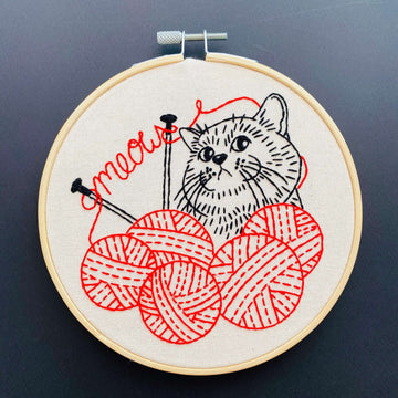 Hook, Line & Tinker -  KITTEN WITH KNITTING Embroidery Kit