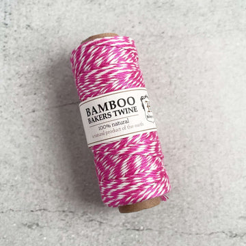 Hemptique Bamboo Bakers Twine - 50 grams - approx 1mm thick - PINK / WHITE