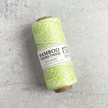 Hemptique Bamboo Bakers Twine - 50 grams - approx 1mm thick - NEON YELLOW / WHITE