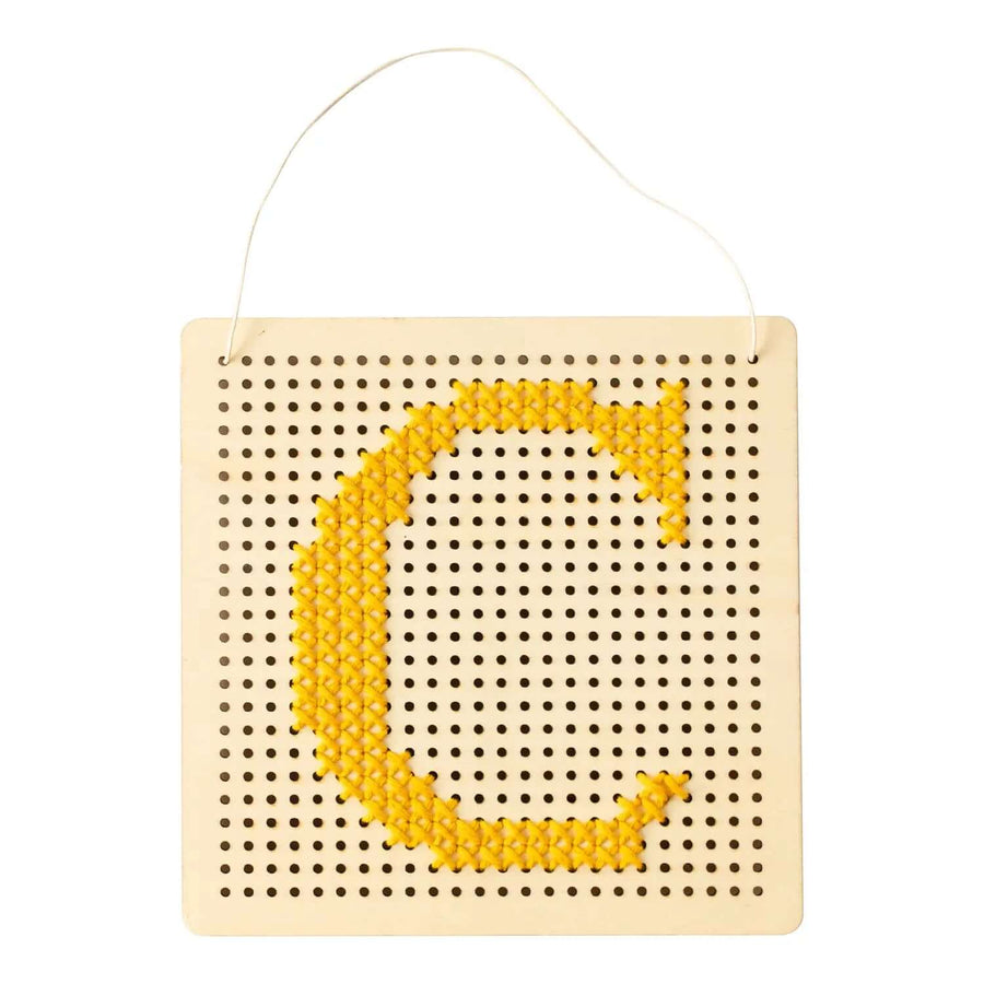Cotton Clara - Wooden Peg Board Cross Stitch Kit - MUSTARD