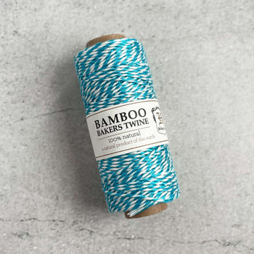 Hemptique Bamboo Bakers Twine - 50 grams - approx 1mm thick - TURQUOISE / WHITE